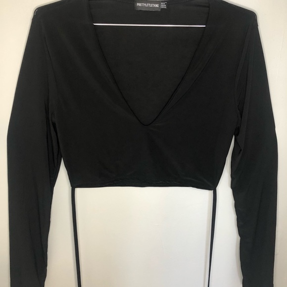 Black tie waist crop top PrettyLittleThing #131 - Picture 4 of 12